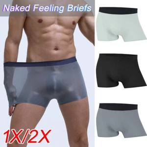 Naked Feeling Mens Ice Silk Boxer Briefs Shorts Underpants Underwear Breathable - Picture 1 of 17