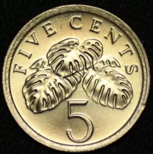 SINGAPORE ~ 1989 ~ 5 Cents ~ UNC ~ Quality Coin (1 COIN ONLY) ☘️ T - #460 ☘️ - Picture 1 of 4