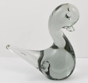 Lovely Pewter Coloured Art Glass Duck - Picture 1 of 3