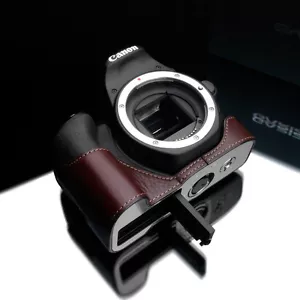 GARIZ XS-CH200DBR mezza custodia in vera pelle per Canon 200D SL2 marrone - Foto 1 di 12