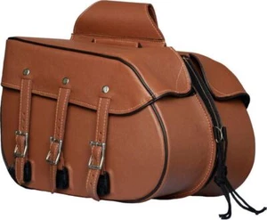 Genuine Premium Naked Brown Leather Concealed Carry Motorcycle Saddlebags - Picture 1 of 9