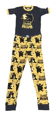 Conjunto de pijama de manga corta Lazy One para niñas Black Bears & Honey Sweet Dreams talla 8 usado en excelente estado Foto 1 de 4