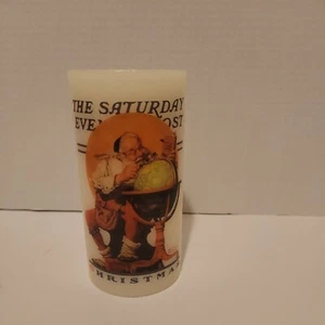 Norman Rockwell The Saturday Evening Post  Christmas Flameless Pillar Candle - Picture 1 of 4