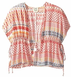 $70 Ppla Girl's Pink Printed Zilla Short Sleeve Open Front Blouse Jacket Size S - Picture 1 of 1