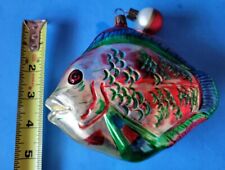 Vintage Antique Puff Fish With Attached Bobber Glass German Christmas Ornament 