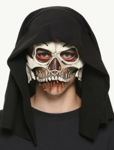 CRANIUM Half Mask Skeleton w/ Black Hood Costume Skull Ghost Zagone Studios Bang - Picture 1 of 12