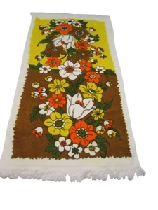 Vintage 1970s Royal Terry California Floral Cotton Bath Towel GUC - Picture 1 of 20