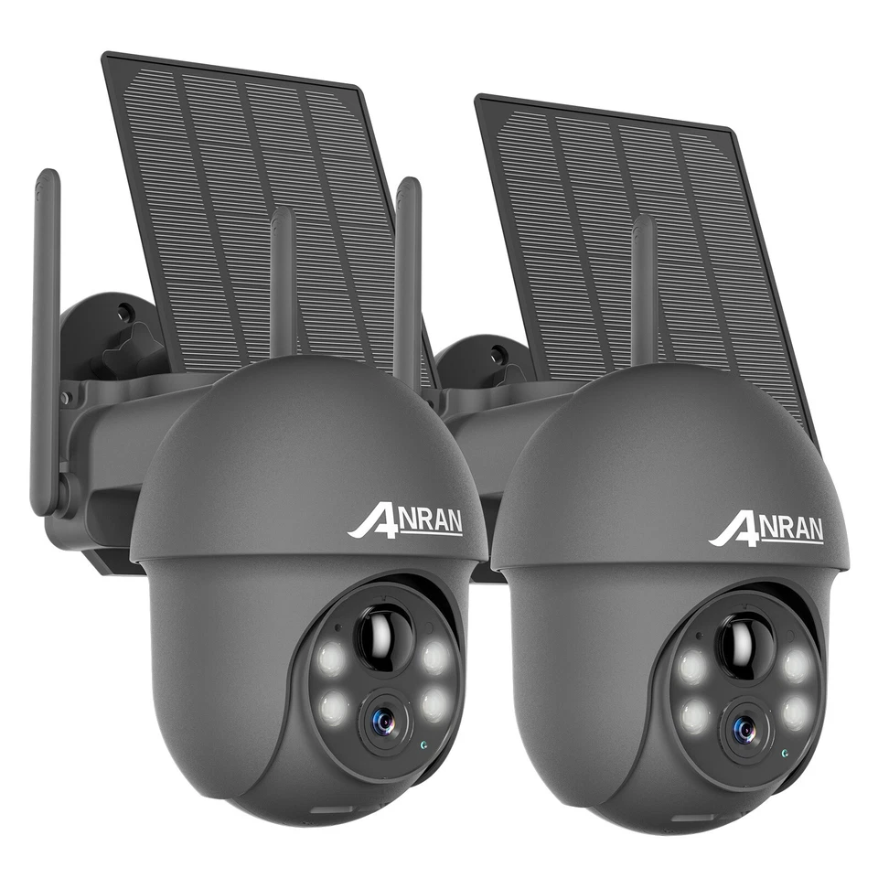 ANRAN Cámara de Seguridad Solar Exterior 3MP Wifi 360°PTZ Audio Alimentado por Batería Paquete de 2 Foto 1 de 4