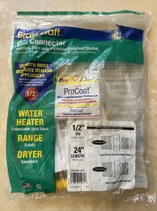 BrassCraft ProCoat Stainless Steel Gas Connector 24" 1/2" MIP x 1/2"MIP 1/2"OD - Foto 1 di 2