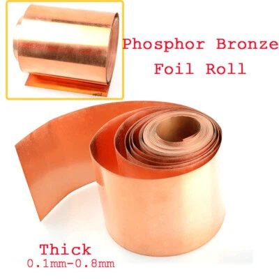 Phosphor Bronze Foil Roll Metal Cu Strip Sheet Plate Multi Sizes Thick 0.1-0.8mm - image 1 of 4