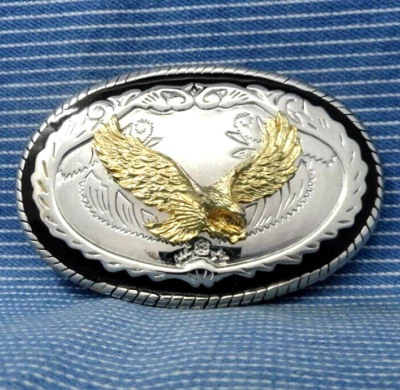 Western Flying Eagle Cinturón Hebilla Vaquero Clásico Pergamino De Colección Años 80 EE. UU. .PCB924 Foto 1 de 4