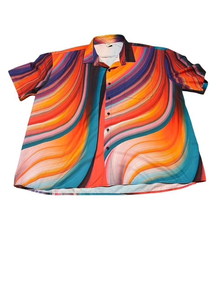 Camisa Hardaddy Para Hombres Color Arco Iris 2XL Informal Completa Abotonada Foto 1 de 1