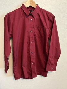 Johnnie Lene Boys Dress Shirt 14 Maroon Long Sleeve - Picture 1 of 6