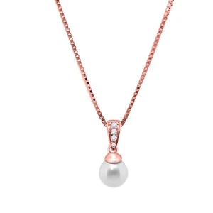 1.05 Ct Created White Pearl&Natural Diamond Pendant Necklace for Women in10KGold - Picture 1 of 36