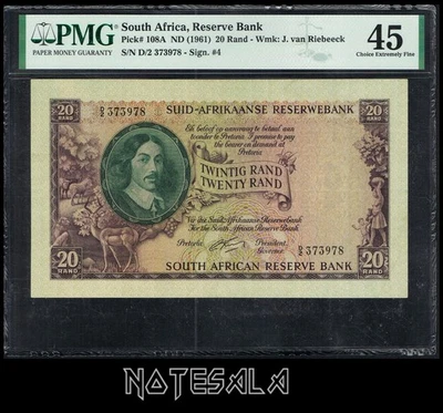 SOUTH AFRICA 20 RAND ND (1961) Pick-108A PMG 45 XF- S/N D/2 373978 - Image 1 of 2