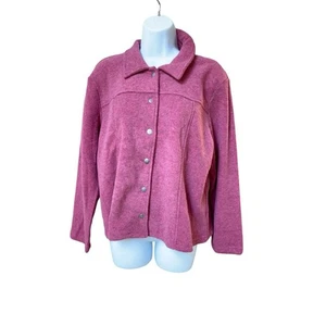 Sun Moda Rose Pink Jacket Womens Size Large Button Up Collar Rayon Polyester Bl - Picture 1 of 4