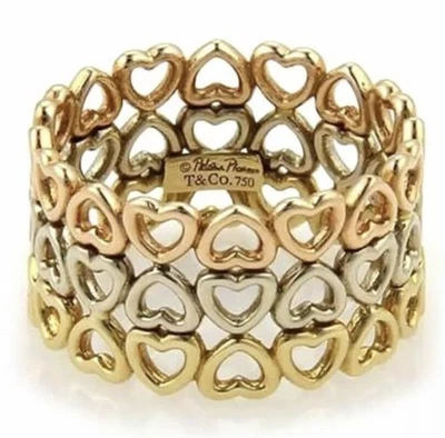 TIFFANY & CO. PALOMA PICASSO CORONA DE CORAZONES ORO AMARILLO 18 ANILLO ETERNIDAD BANDA 8 Foto 1 de 2