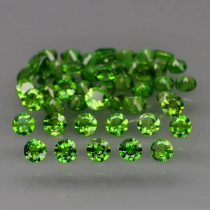 Round 2.5 mm.Good Color! Natural Russian Green Chrome Diopside 50Pcs/3.12Ct. - Picture 1 of 6