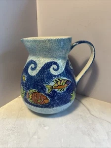 Sango PISCES Water Pitcher Sue Zipkin Large 64-oz Capacity Fish Art Pottery 41 - Picture 1 of 8