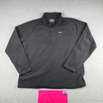 Cabela's Fleece Sweatshirt XL Black Heavy Weight 1/4 Zip Long Sleeve Pullover - Image 1 of 4