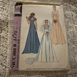 Vintage 70er McCall's 3770 HIGH-WAISTED WEDDING DRESS KLEID Schnittmuster Damen Gr. 10 - Bild 1 von 5