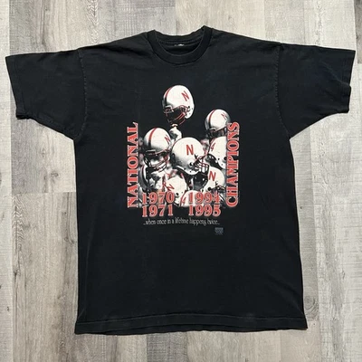 VTG Nebraska Huskers 1995 Championship T Shirt 90s Black Collegiate T Shirt XL - Image 1 of 4