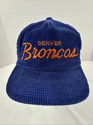 Vintage Sports Specialties Corduroy Denver Broncos Script Zip Back Hat 90's - Image 1 of 4