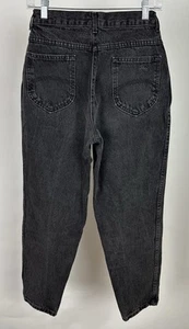 Vintage 90s CHIC Mom Jeans 25x27 ACTUAL Faded Black Denim Tapered Minimalist 80s - Picture 1 of 13