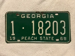 Vintage 1968 Georgia License Plate 1-18203 - Picture 1 of 2