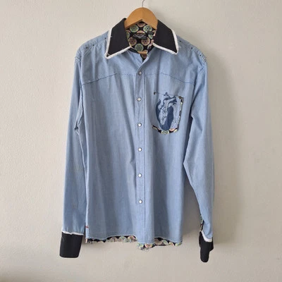 Fender Da Vinci Custom Shop Men’s XL Shirt Heart & Soul Rock Retro Long Sleeve  - Image 1 of 4