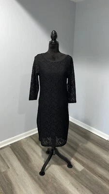 Vestido Mujer Talla Mediana Ellen Tracy Negro Encaje Fiesta Cóctel NUEVO Foto 1 de 4