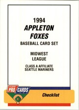 1994 Appleton Foxes Fleer/ProCards #1071 Checklist