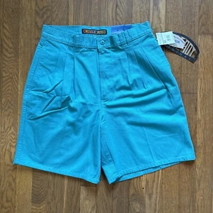 NWT Bugle Boy Pleated Chino Shorts Teal Mens 32 8” Golf Preppy 90s Dad NOS VTG - Picture 1 of 6