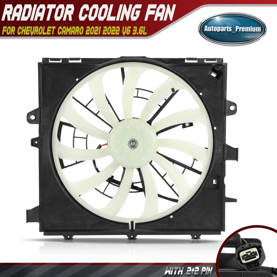 Radiator Cooling Fan Assembly w/ 2 Blade for Chevrolet Camaro 2021-2022 V6 3.6L - Image 1 of 4