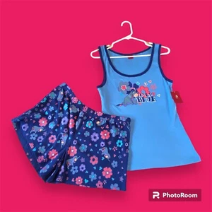 NWT Eeyore Disney Size XL Runs Small Set Blue Tank & Shorts Kmart Floral Hearts - Picture 1 of 11