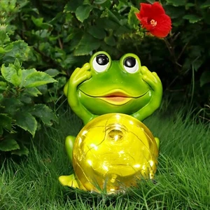 ANGMLN Garden Frog Decor Figurines, Solar Lights Outdoor Decorative Waterproo... - Picture 1 of 8