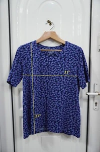 Gudrun Sjoden JANE sz XL top stretch organic cotton floral t-shirt blue - Picture 1 of 5