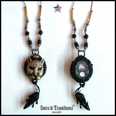 Cat Pendant Mouse Jewelry Charm Jewellery Goth Amulet Design Protective Talisman - Image 1 of 4