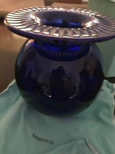 Tiffany vase tableware flower base blue no box - Picture 1 of 3