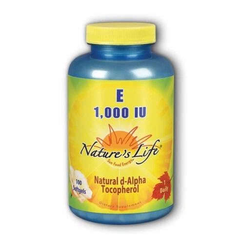 Vitamina E d-alfa y tocoferoles mixtos 1000 UI 100 cápsulas blandas de Nature's Life Foto 1 de 1
