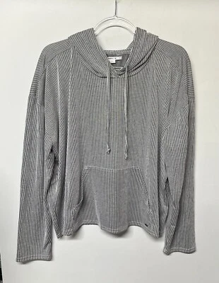 O’Neill Women's Size L Black & White Stripe Lightweight Pullover Hoodie - Изображение 1 из 3