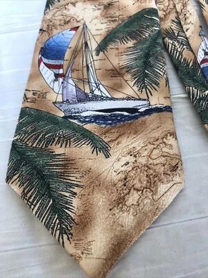 Tropicals by Tango Veleros Palms Island Estampado Toda Seda Corbata Cuello Patriótica Foto 1 de 4