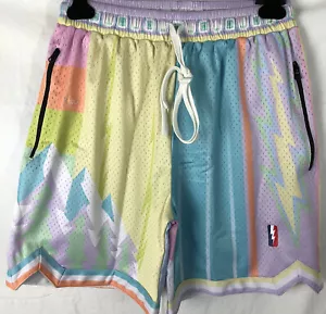Pantaloncini da basket Trillest x Who Cares "What The NBA" pastello swingman taglia L NUOVI - Foto 1 di 12