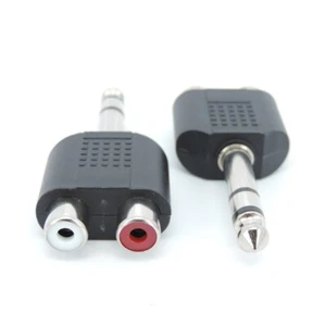 6.35mm 6.5 mm Male to Dual RCA Female audio connector converter adapter - Picture 1 of 6
