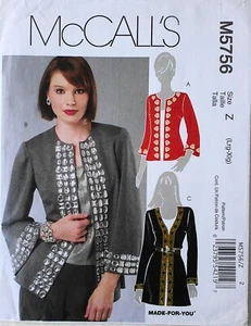 McCalls 5756 Misses Cardigans 2 Lengths Sewing Pattern Sz 16-22 L-XL - Picture 1 of 1
