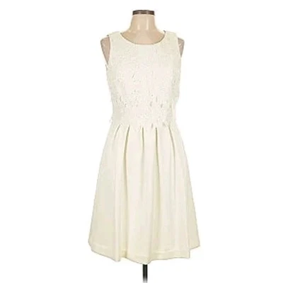 全新带标签 Ivanka Trump 无袖打褶蕾丝覆盖连衣裙口袋潜水尺寸 4 — 第 1/4 张图片