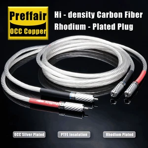1Pair Durable Rhodium Plated 2RCA Cable OCC Copper Silver Plated PTFE Insulation - Picture 1 of 9