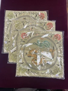 3 Kissenbezüge chinesischer Drache & Phönix Motiv, Brokat, individuell 17"x17" Gold - Bild 1 von 9