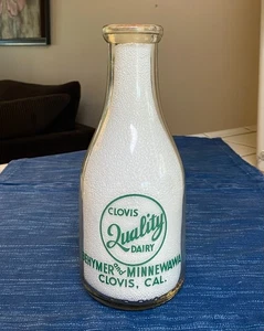 Vtg Clovis California Dairy Quart Milk Bottle Pyro America Statue Liberty 44B - Picture 1 of 3