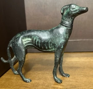Whippet Greyhound figurine Copper Blue Dog statue 6.5” x 5.5" Vintage - Picture 1 of 10